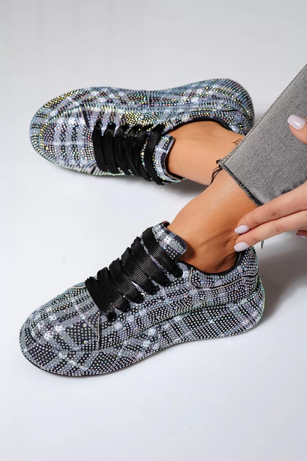 Adidasi dama gri din material textil Ilina #21171
