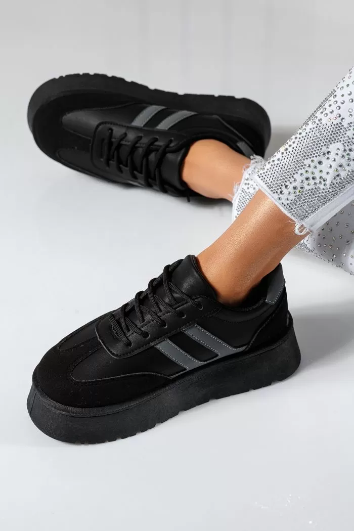 Adidasi dama negri din piele ecologica Lola #21195