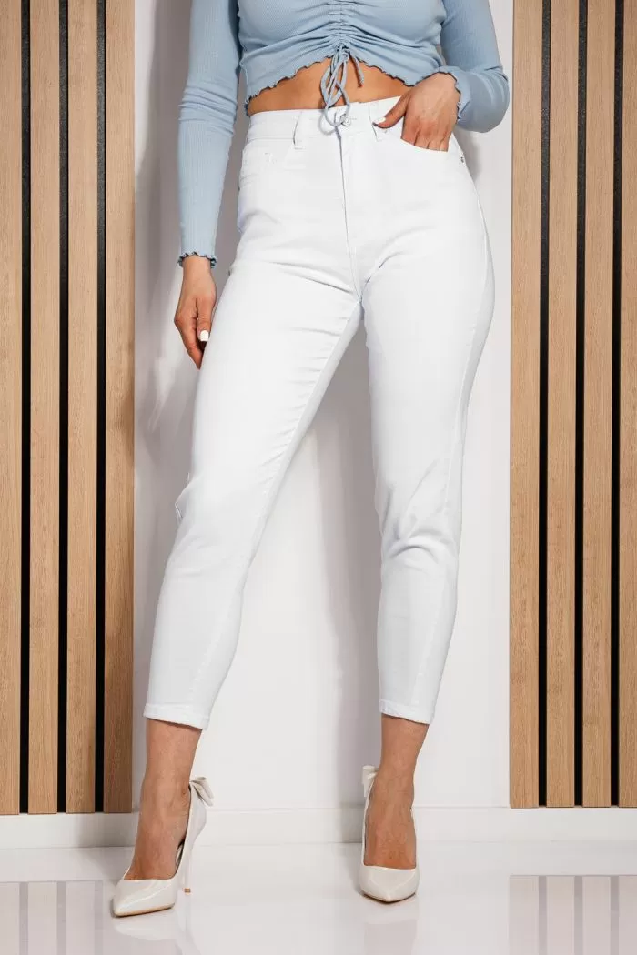 Дамски Дънки тип MomFit Aleсивиa бели #A814