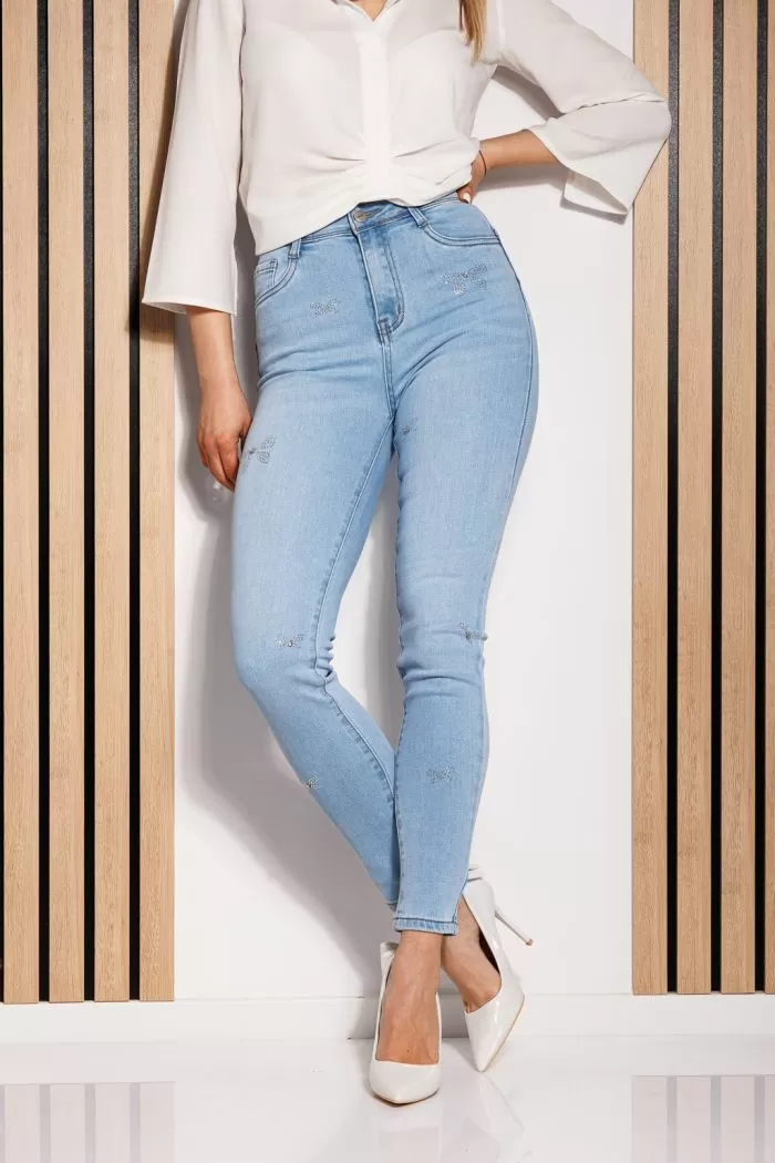 Blugi Skinny cu PushUp Dama Alicia Albastri #A843