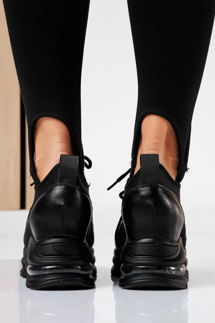 Adidasi dama cu platforma negri din piele ecologica Andra #21235