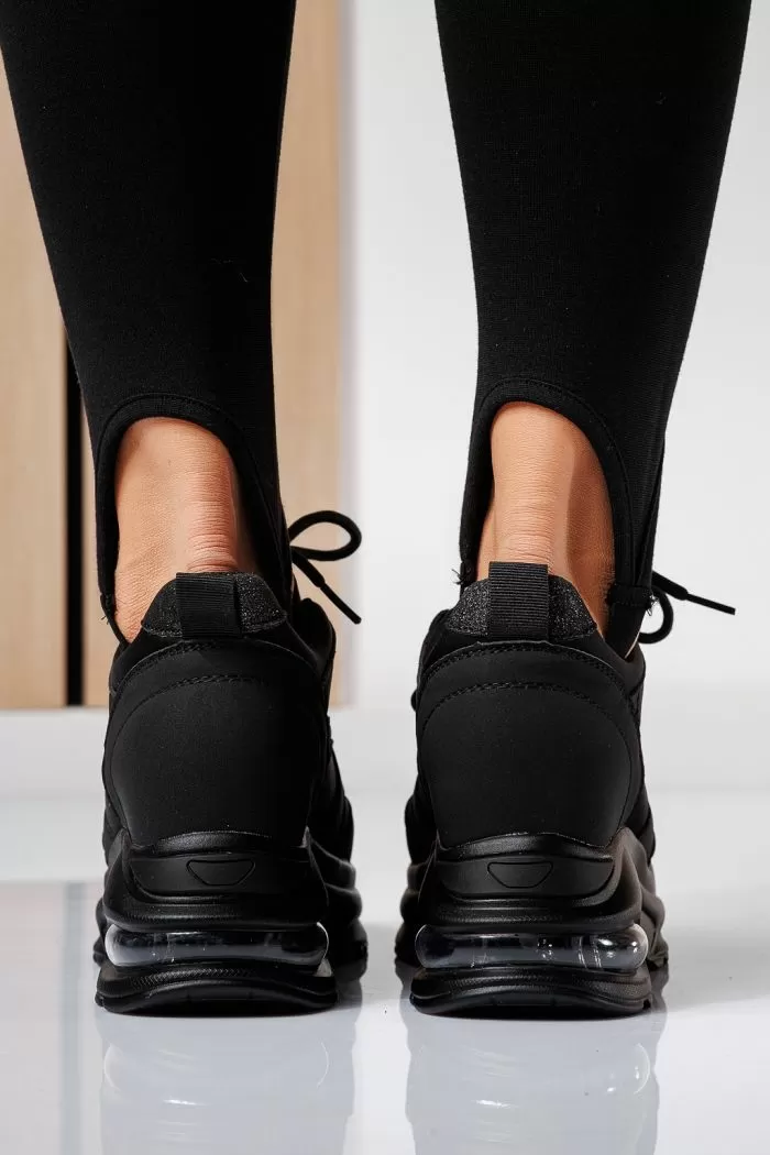 Adidasi dama cu platforma negri din piele ecologica Aura #21239