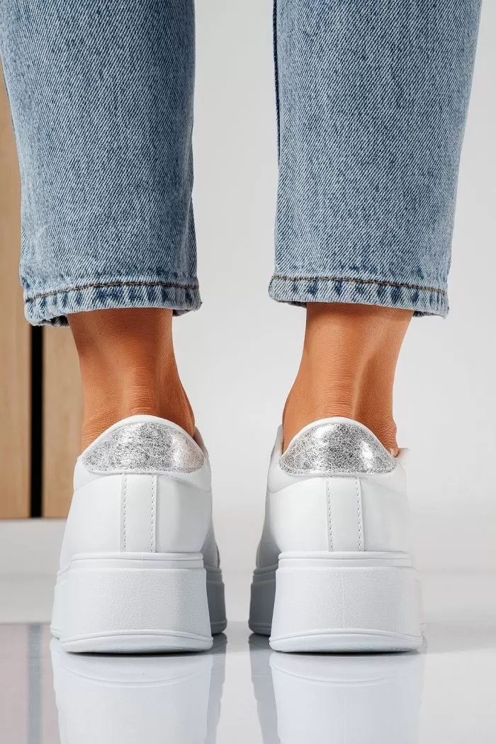 Adidasi dama albi din piele ecologica Iris #21259