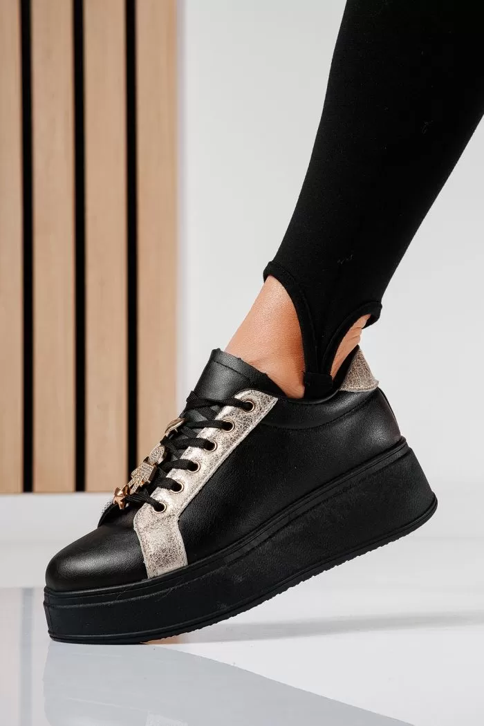 Adidasi dama negri din piele ecologica Iris #21260