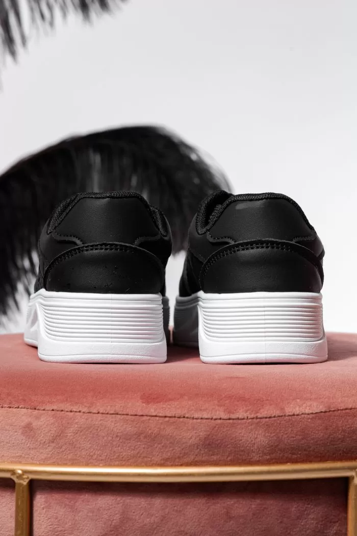 Adidasi copii negri din piele ecologica Iris #21334