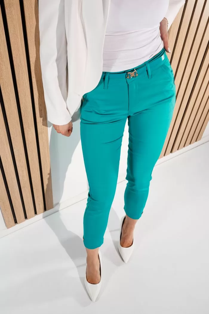 Pantaloni Casual Dama Violeta Turcoaz #A939
