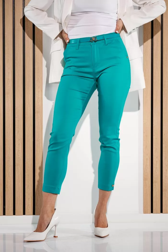 Pantaloni Casual Dama Violeta Turcoaz #A939