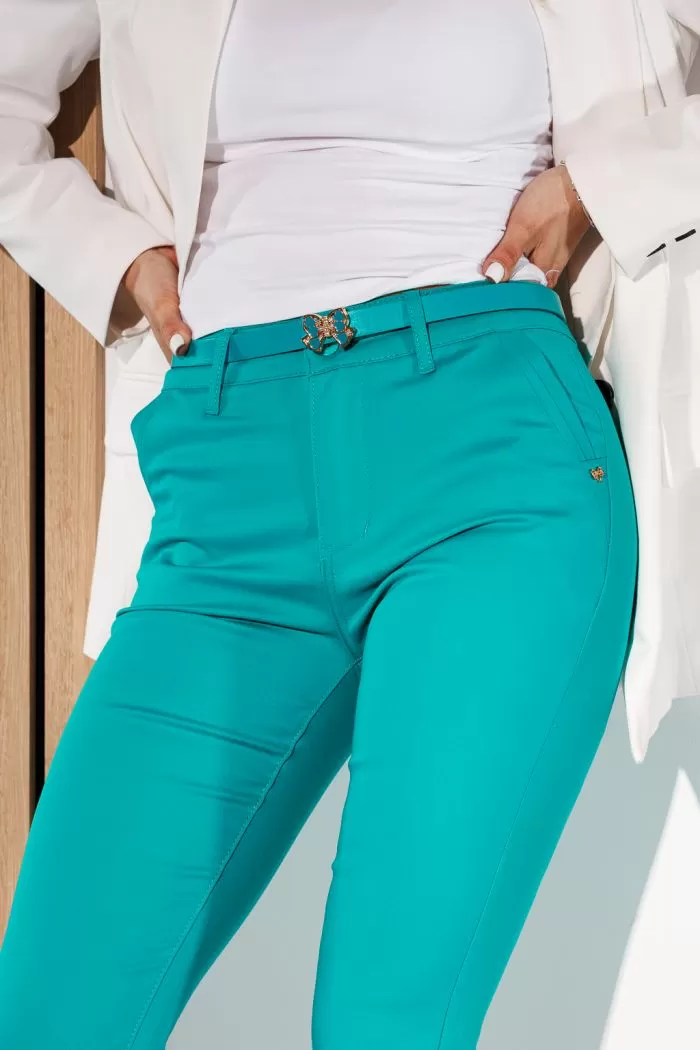 Pantaloni Casual Dama Violeta Turcoaz #A939