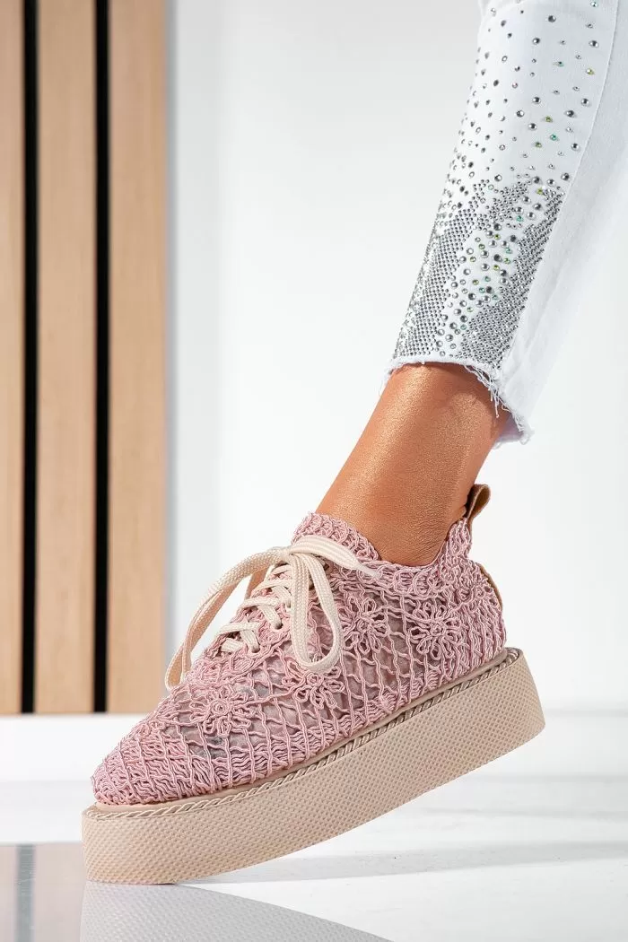 Pantofi casual dama roz din material textil Asha #21402