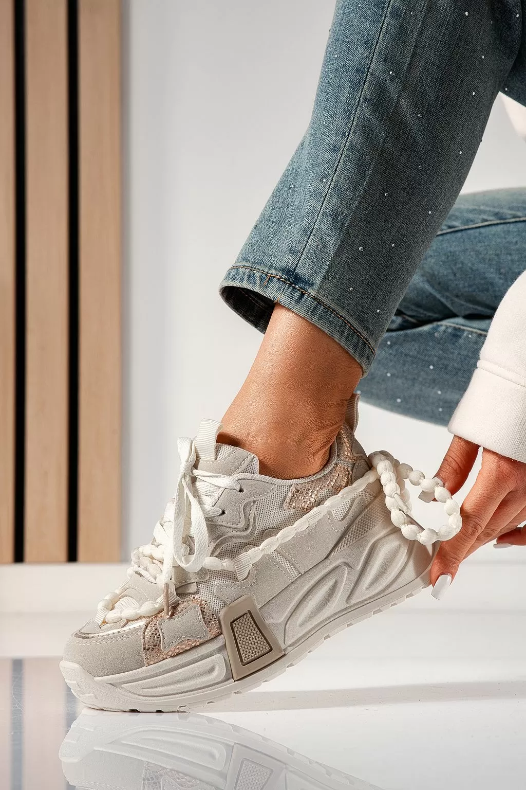 Adidasi dama bej din piele ecologica Maddy #21431