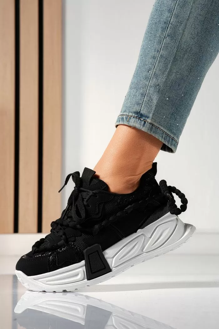 Adidasi dama negri din piele ecologica Maddy #21433