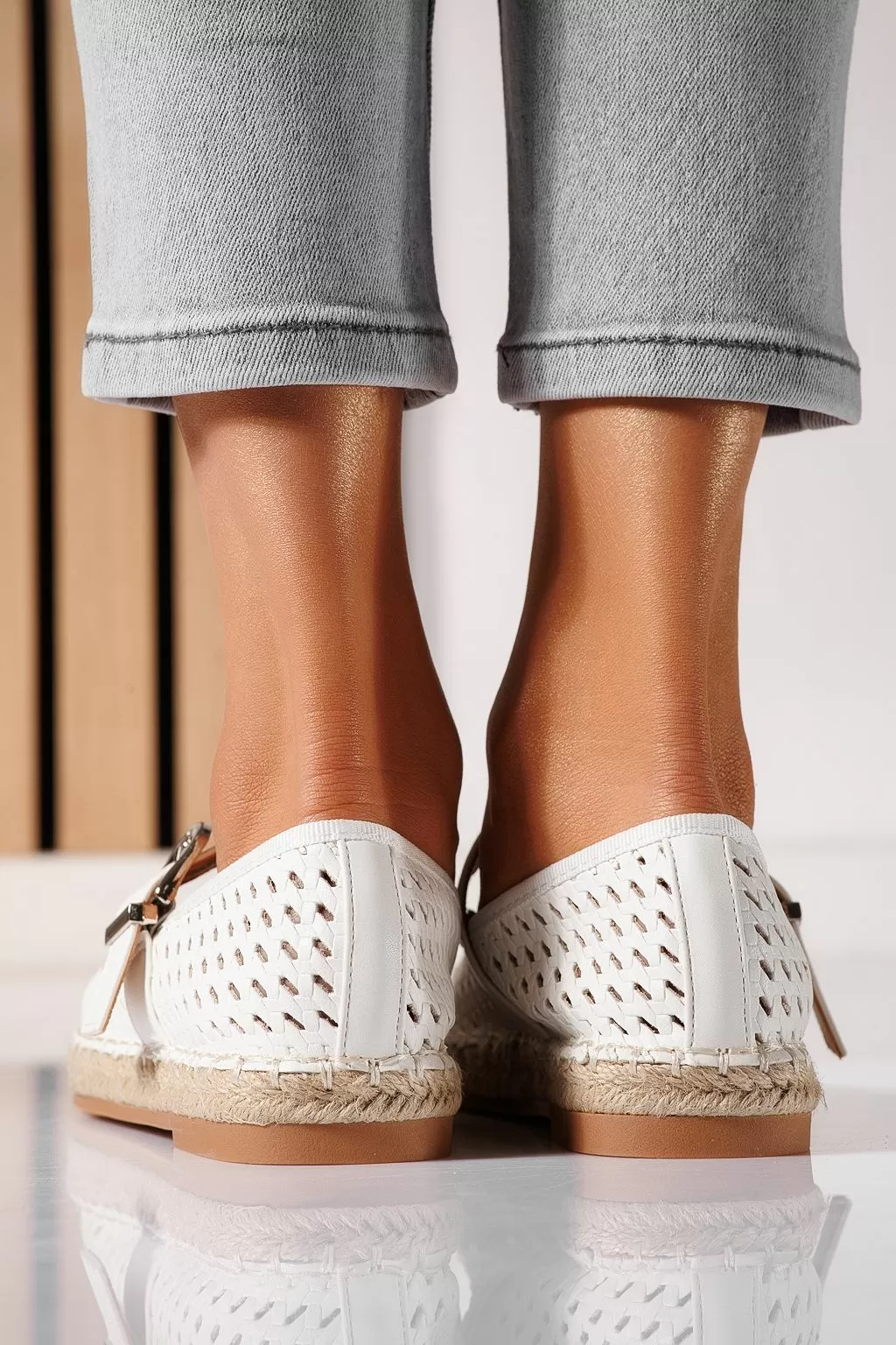 Espadrile dama albe din piele ecologica Eda #21467