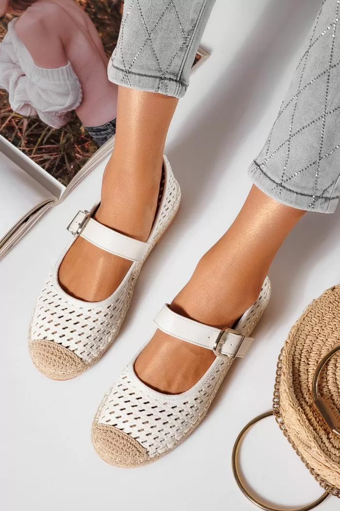 Espadrile dama albe din piele ecologica Eda #21467