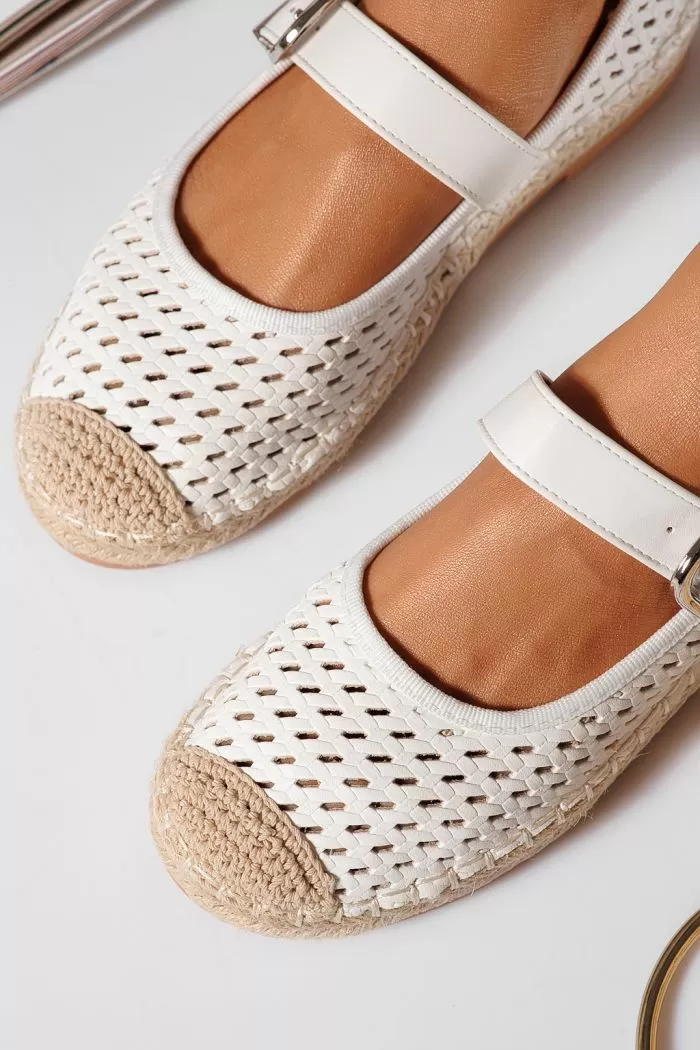 Espadrile dama albe din piele ecologica Eda #21467
