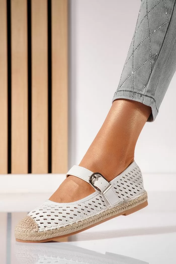 Espadrile dama albe din piele ecologica Eda #21467