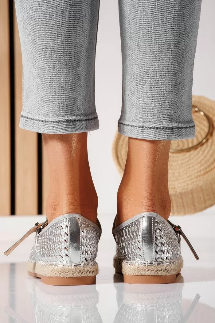 Espadrile dama argintii din piele ecologica Eda #21468