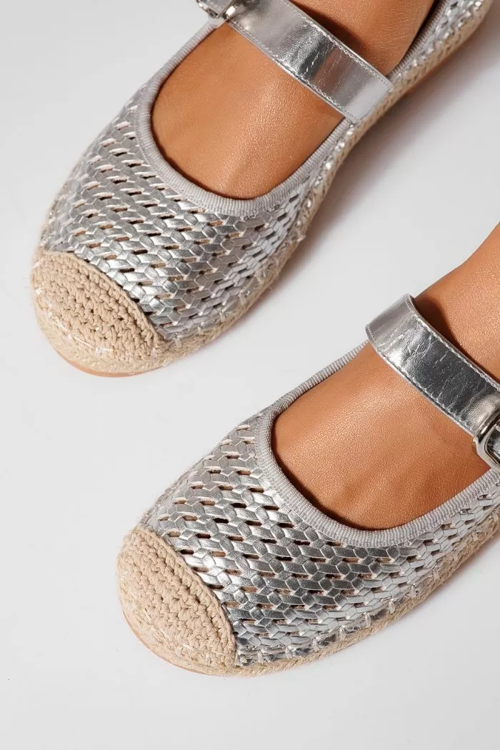 Espadrile dama argintii din piele ecologica Eda #21468