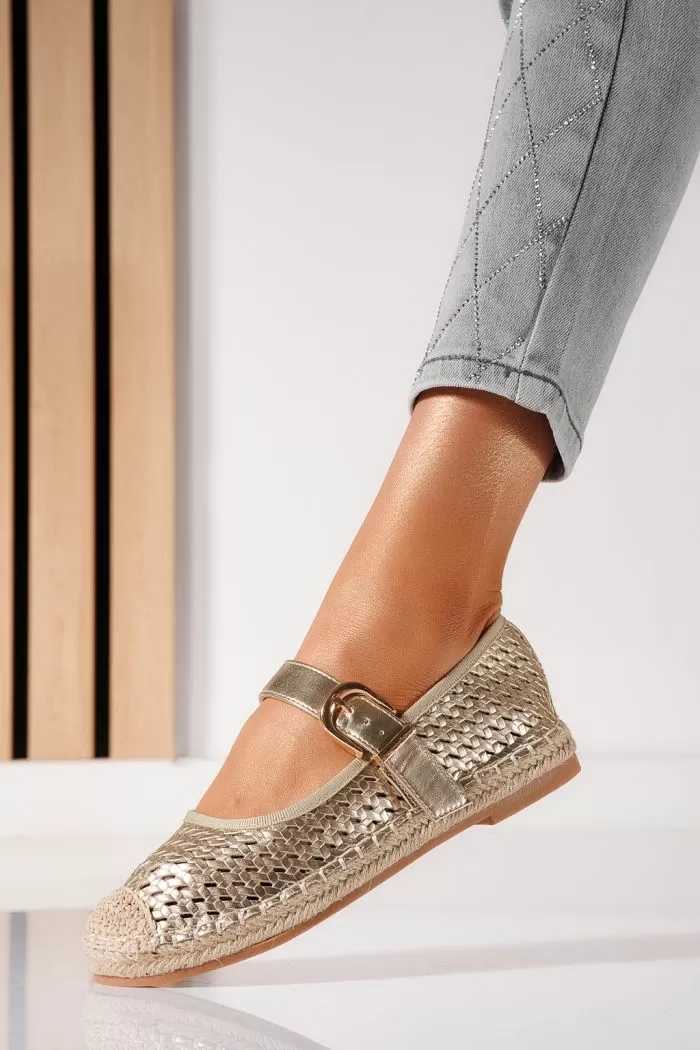 Espadrile dama aurii din piele ecologica Eda #21469