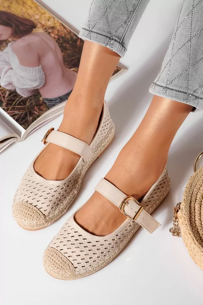 Espadrile dama bej din piele ecologica intoarsa Eda #21470