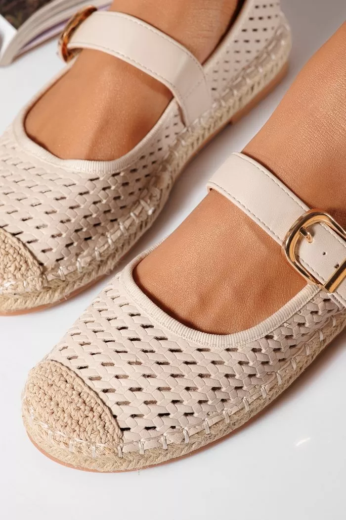 Espadrile dama bej din piele ecologica intoarsa Eda #21470