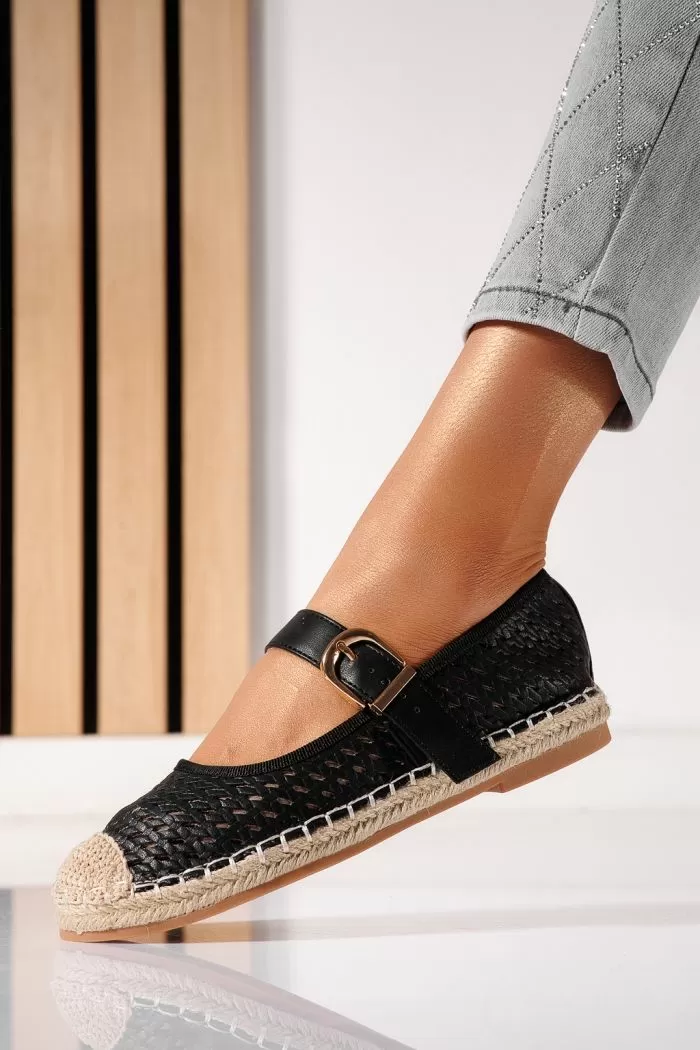 Espadrile dama negre din piele ecologica Eda #21471