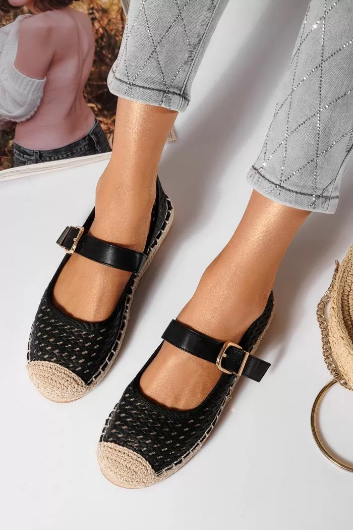 Espadrile dama negre din piele ecologica Eda #21471