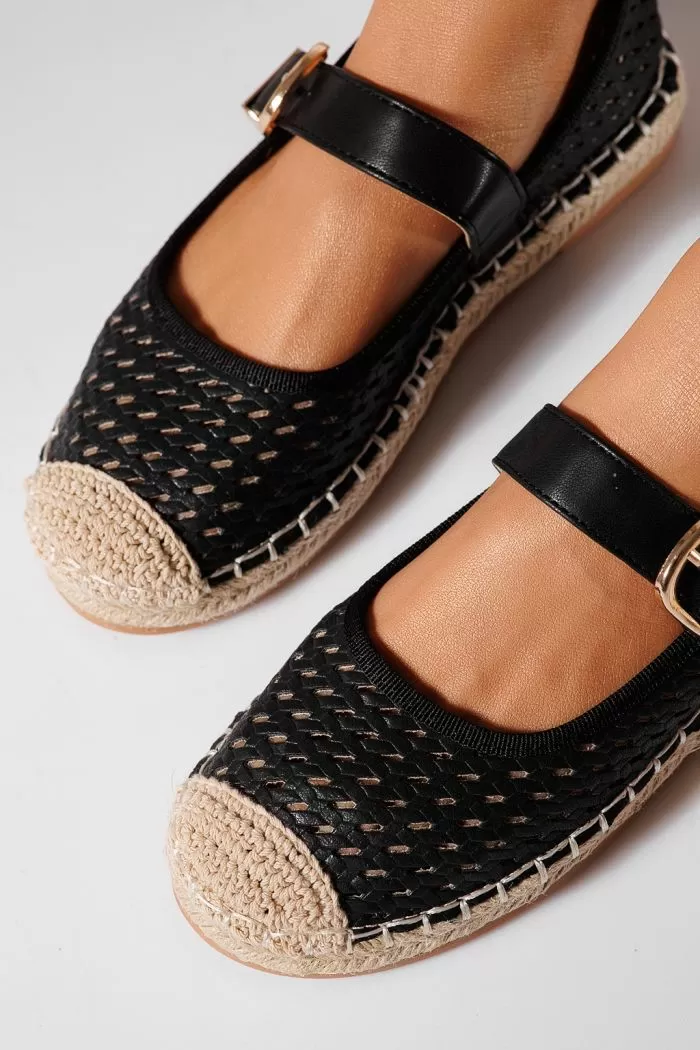 Espadrile dama negre din piele ecologica Eda #21471