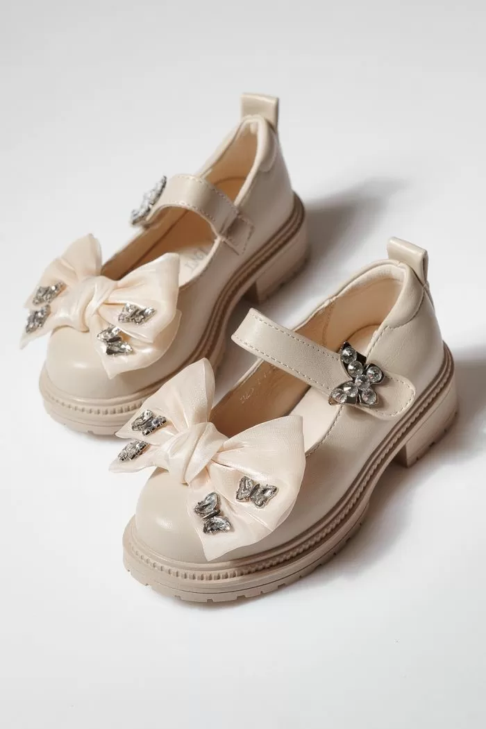 Pantofi fete bej din piele ecologica Mabel2 #21483