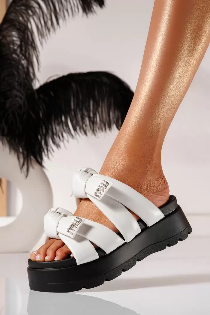 Papuci dama albi din piele ecologica Summer #21488
