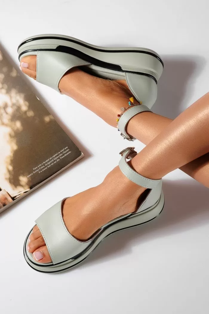 Sandale cu platforma dama verzi din piele ecologica Jamie #21492