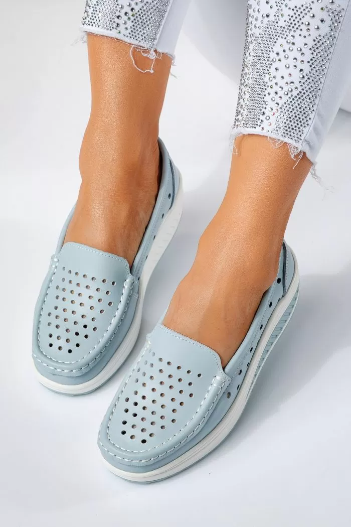 Pantofi casual dama albastri din piele naturala Adelina #21531