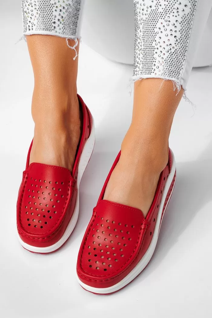 Pantofi casual dama rosii din piele naturala Adelina #21532