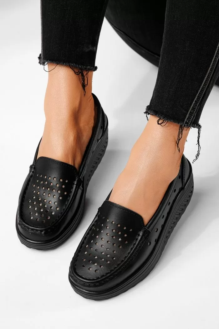 Pantofi casual dama negri din piele naturala Adelina #21533