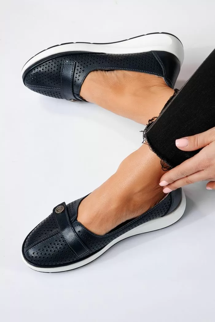 Pantofi casual dama bleumarin din piele naturala Anca #21536