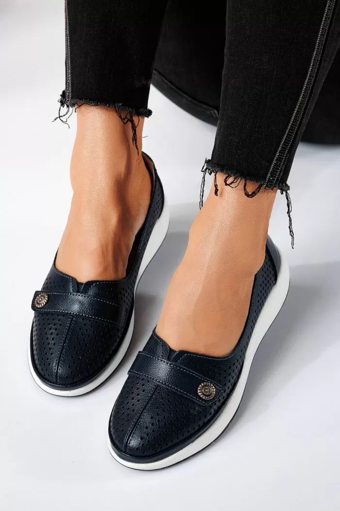 Pantofi casual dama bleumarin din piele naturala Anca #21536