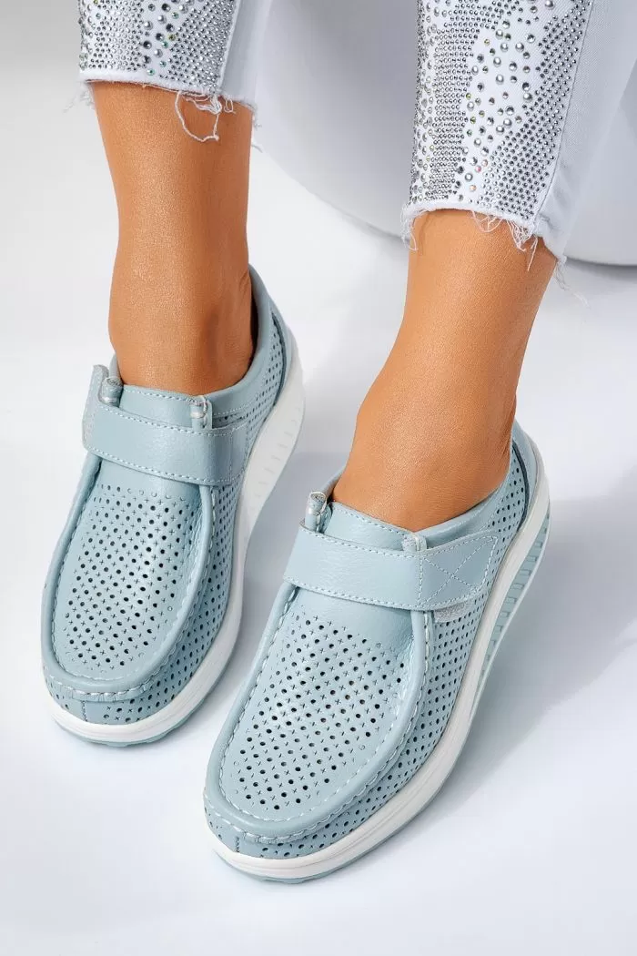 Pantofi casual dama albastri din piele naturala Delia #21539