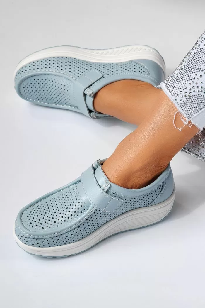 Pantofi casual dama albastri din piele naturala Delia #21539