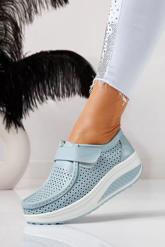 Pantofi casual dama albastri din piele naturala Delia #21539