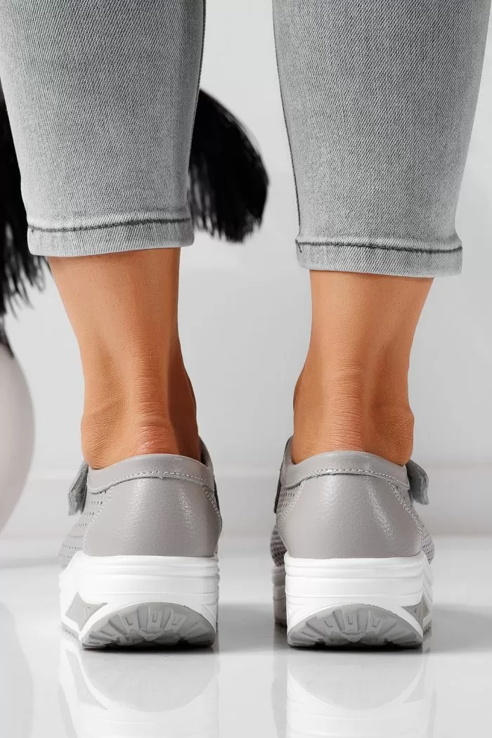 Pantofi casual dama gri din piele naturala Delia #21540