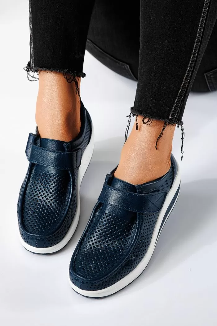 Pantofi casual dama bleumarin din piele naturala Delia #21541