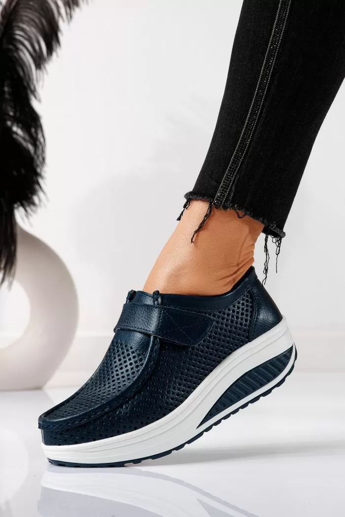 Pantofi casual dama bleumarin din piele naturala Delia #21541