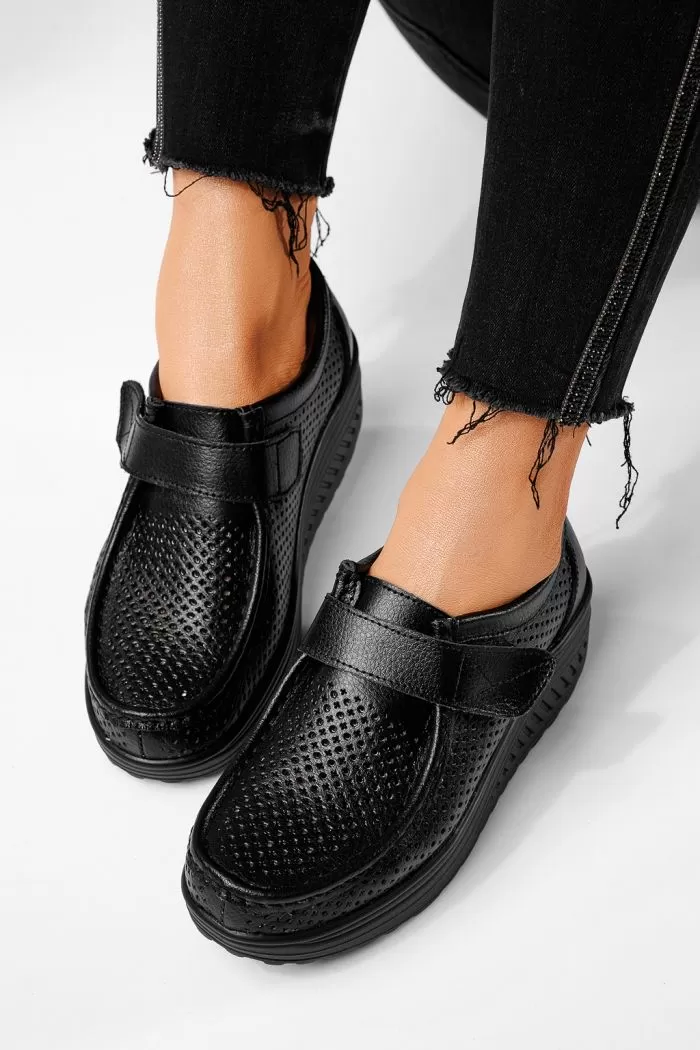 Pantofi casual dama negri din piele naturala Delia #21543