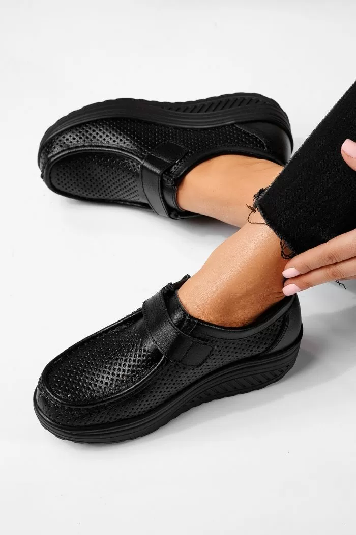 Pantofi casual dama negri din piele naturala Delia #21543