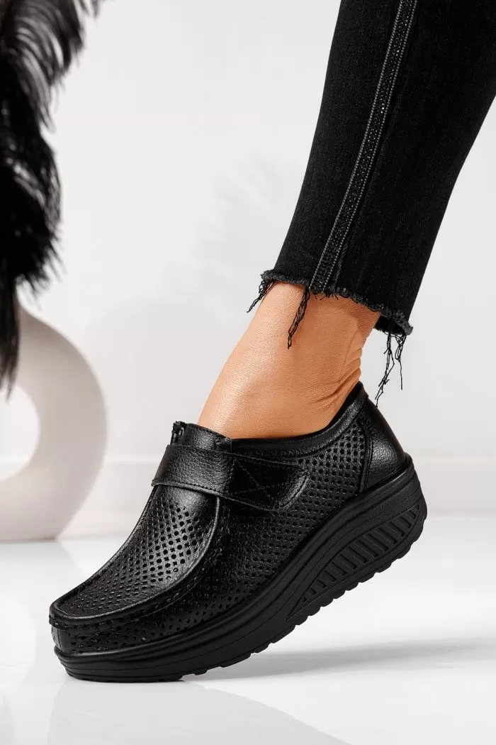 Pantofi casual dama negri din piele naturala Delia #21543
