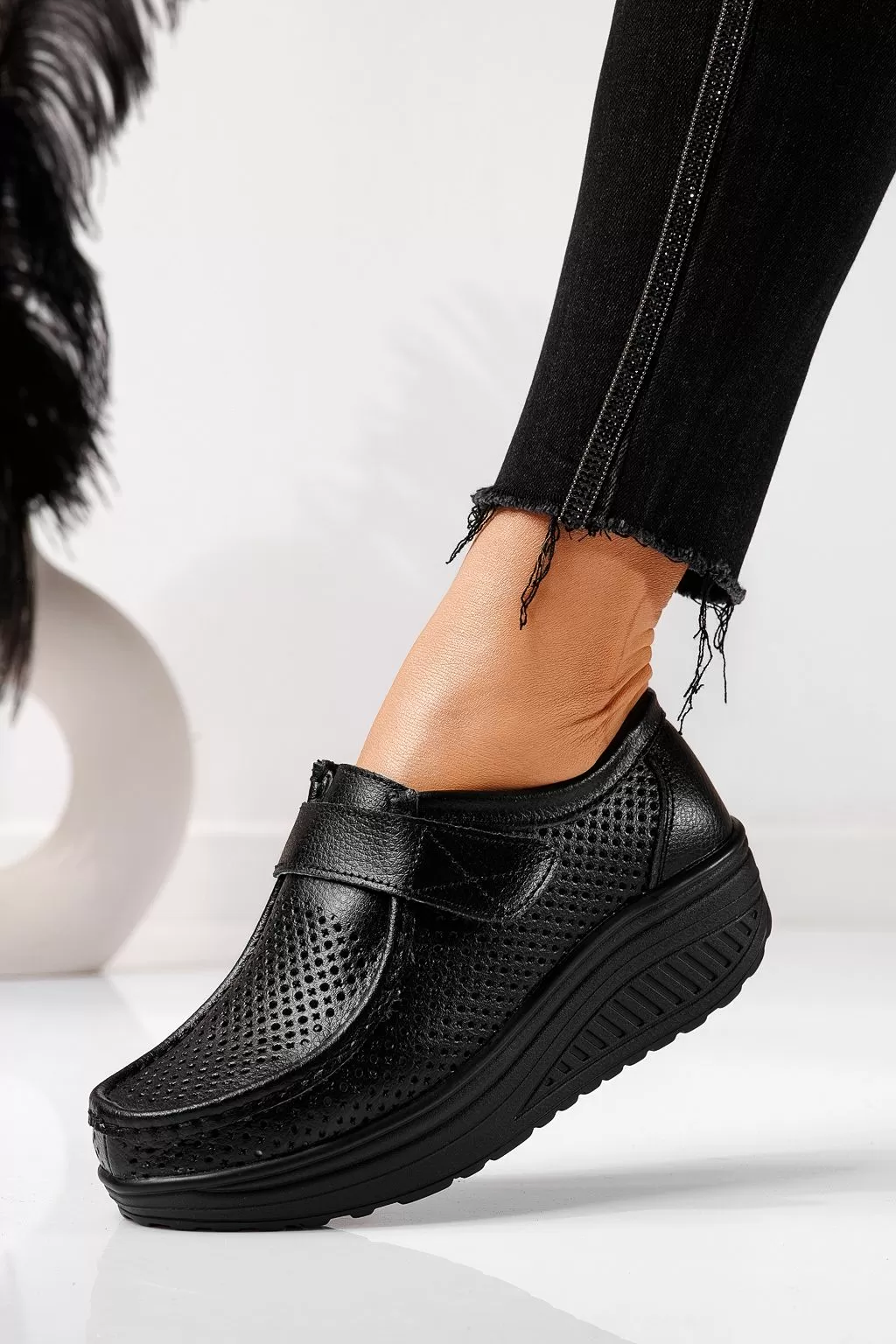 Pantofi casual dama negri din piele naturala Delia #21543