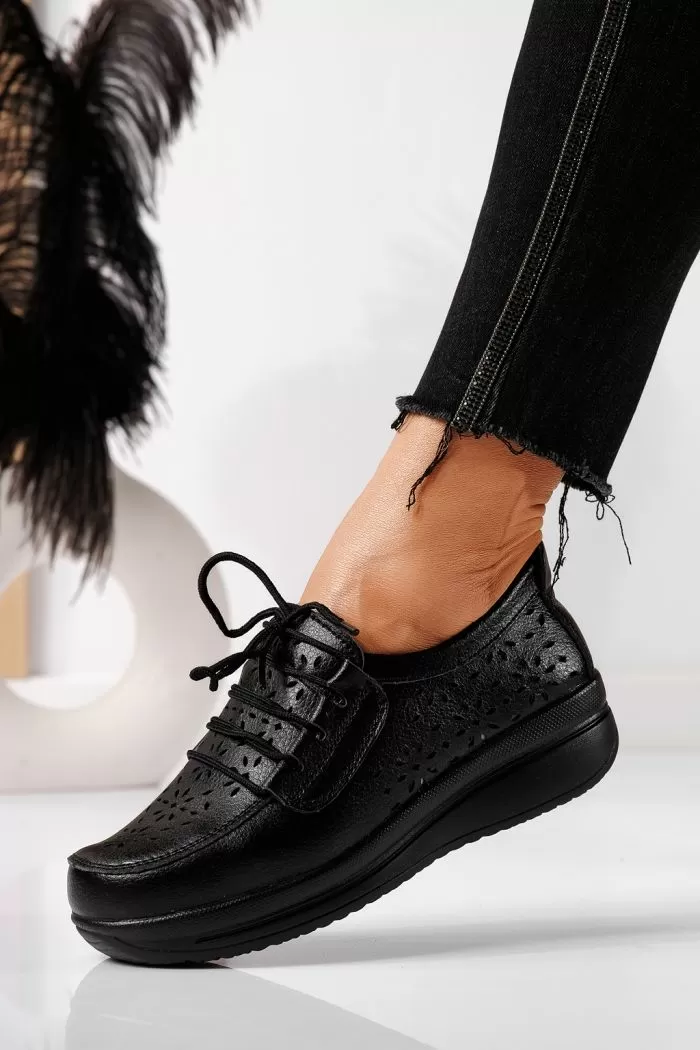Pantofi casual dama negri din piele naturala Ilina #21545