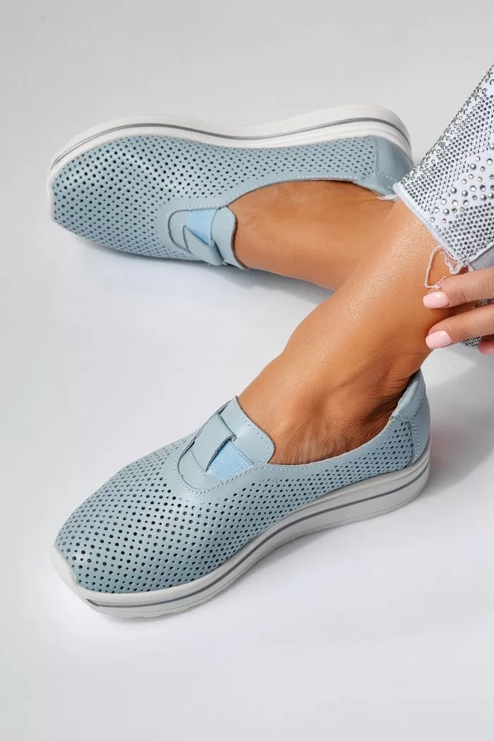 Pantofi casual dama albastri din piele naturala Larisa #21548