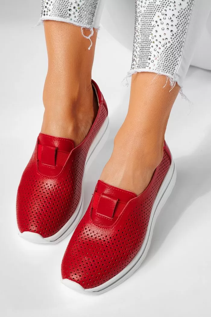 Pantofi casual dama rosii din piele naturala Larisa #21550