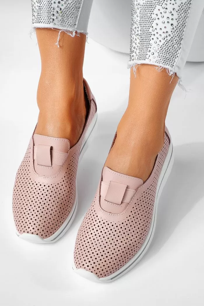 Pantofi casual dama roz din piele naturala Larisa #21551