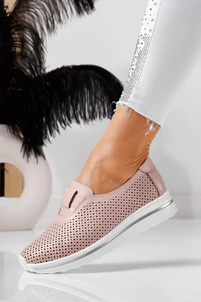 Pantofi casual dama roz din piele naturala Larisa #21551